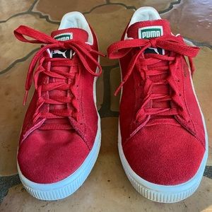 Puma Women’s Suede Red and White Shoes Size 10
